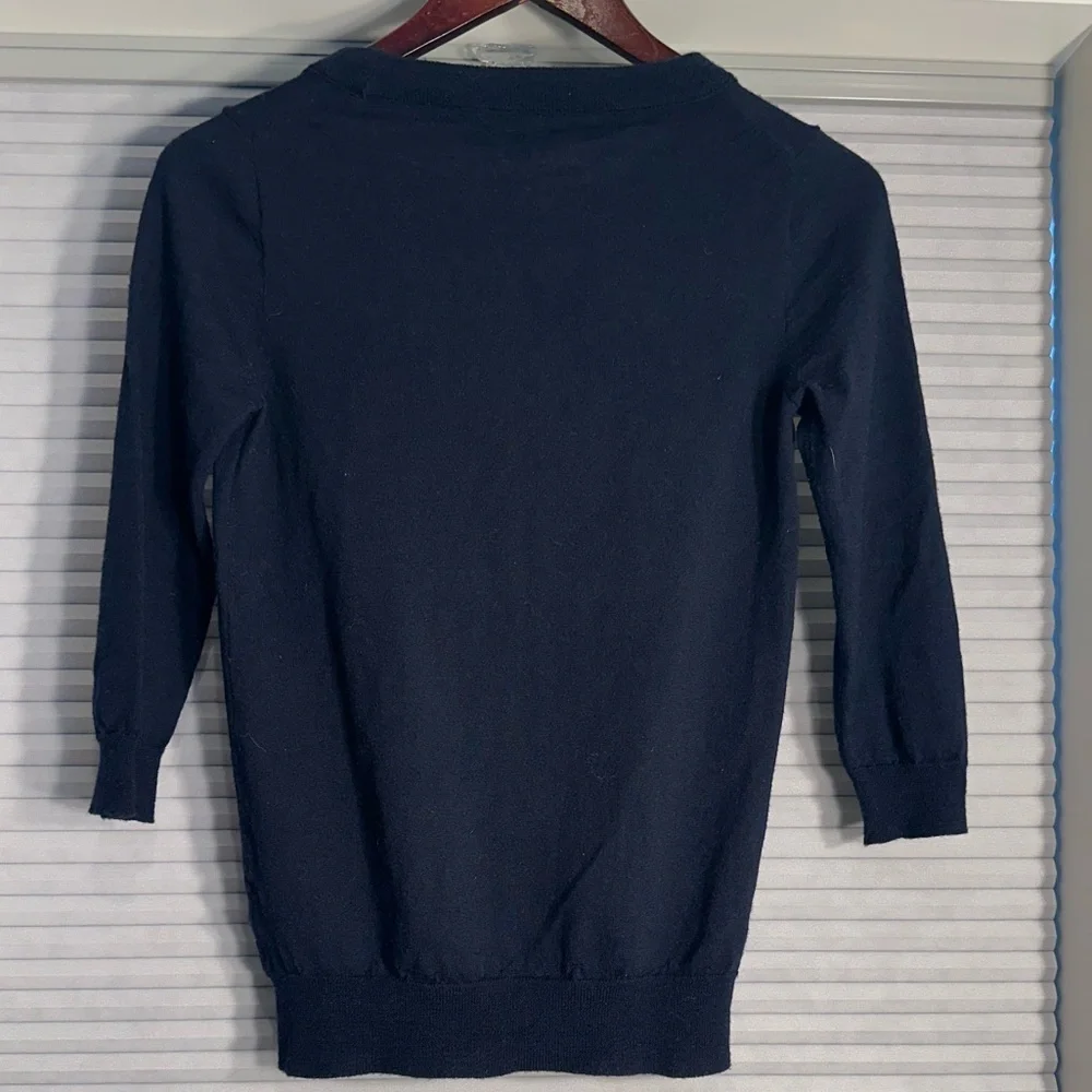 J.Crew navy crew neck sweater with 3/4 sleeves
